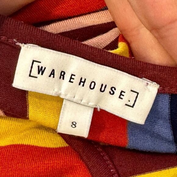 NWOT WAREHOUSE Roller Disco Rainbow Wrap Cami Style Midi Dress Women's 8 - Picture 5 of 10